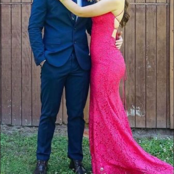 Beautiful bright pink Sherry Hill lace dress - Picture 4 of 5